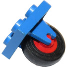 LEGO Blue Plate 2 x 2 with Wheel Holder and Red Wheel with Black Smooth Tire