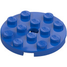 LEGO Blauw Plaat 4 x 4 Rond met Gat en Snapstud (60474)