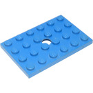 LEGO Blauw Plaat 4 x 6 met Gat