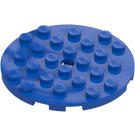 LEGO Blå Plate 6 x 6 Rund med Stift Hull (11213)