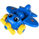 LEGO Blue Primo Airplane with Yellow Propeller, Yellow Wheels and Lego logo on wings