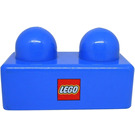 LEGO Azul Primo Ladrillo 1 x 2 con LEGO logo (31001)