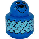 LEGO Blue Primo Round Rattle 1 x 1 Brick with Seal in Water Pattern (31005 / 75592)