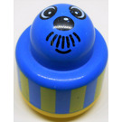 LEGO Blue Primo Round Rattle 1 x 1 Brick with Yellow Base, Face with Moustache and Vertical Yellow Stripes (31005 / 75592)