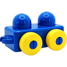 LEGO Blue Primo Vehicle base with yellow wheels and tow hitches