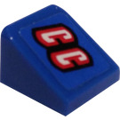 LEGO Blue Slope 1 x 1 (31°) with CC (Left) Sticker (50746)