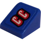 LEGO Blauw Helling 1 x 1 (31°) met CC (Rechtsaf) Sticker (50746)