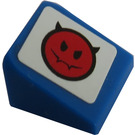 LEGO Blauw Helling 1 x 1 (31°) met Devil's Hoofd (Links) Sticker (50746)