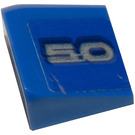LEGO Blauw Helling 1 x 1 (31°) met Zilver '5.0' (Model Links Kant) Sticker (35338)