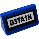 LEGO Blue Slope 1 x 2 (31°) with 'D3TA1N' Sticker (85984)