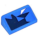 LEGO Blau Steigung 1 x 2 (31°) mit Tür Dekoration Recht Seite Aufkleber (85984)