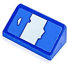 LEGO Blauw Helling 1 x 2 (31°) met Grijs Stripe Sticker (85984)