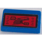 LEGO Bleu Pente 1 x 2 (31°) avec Helicopter sur rouge Screen Autocollant (85984)