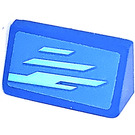 LEGO Blue Slope 1 x 2 (31°) with Light Blue Stripes Left Sticker (85984)