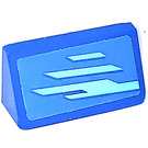 LEGO Blauw Helling 1 x 2 (31°) met Light Blauw Strepen Rechtsaf Sticker (85984)