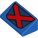 LEGO Blau Steigung 1 x 2 (31°) mit rot x (29206 / 85984)