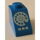 LEGO Blauw Helling 1 x 2 (45°) met Wit Rotary Phone (3040)