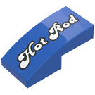 LEGO Blau Steigung 1 x 2 Gebogen mit 'Hot Rod' (Model Links) Aufkleber