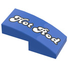 LEGO Bleu Pente 1 x 2 Incurvé avec 'Hot Rod' (Model Droite) Autocollant