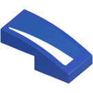 LEGO Blue Slope 1 x 2 Curved with White Triangle Sticker (3593)