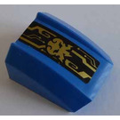 LEGO Blue Slope 1 x 2 x 2 Curved with Gold Skull Head Sticker (28659)