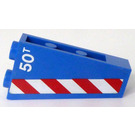 LEGO Blauw Helling 1 x 2 x 3 (75°) Omgekeerd met '50T' en Rood en Wit Strepen - Rechtsaf Kant Sticker (2449)