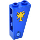 LEGO Blauw Helling 1 x 2 x 3 (75°) Omgekeerd met Geel Helicopter, 'NABII' & '73' Sticker (2449)
