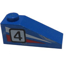 LEGO Bleu Pente 1 x 3 (25°) avec "4" (Droite) Autocollant (4286)