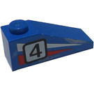LEGO Bleu Pente 1 x 3 (25°) avec Noir Number 4 sur La gauche Côté Autocollant (4286)