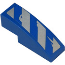 LEGO Blue Slope 1 x 3 Curved with Blue and Silver Danger Stripes Sticker (50950)