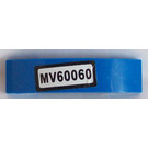 LEGO Blue Slope 1 x 4 Curved Double with 'MV60060' Sticker (93273)
