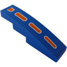 LEGO Blauw Helling 1 x 4 Gebogen met Oranje Strepen Links Kant Sticker (11153)