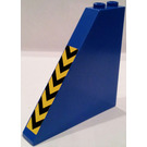 LEGO Blue Slope 1 x 6 x 5 (55°) with Yellow and Black Danger Stripes Sticker without Bottom Stud Holders (30249)