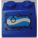 LEGO Blue Slope 2 x 2 (45°) with Black Ring in Oval with Blue and White Swirls (Left) Sticker (3039)