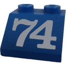 LEGO Bleu Pente 2 x 2 (45°) avec Number 74 (3039)