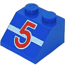 LEGO Azul Con pendiente 2 x 2 (45°) con con Rojo 5 Printing (3039)