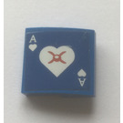 LEGO Blue Slope 2 x 2 Curved with Ace of Hearts design Sticker (15068)