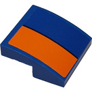 LEGO Bleu Pente 2 x 2 Incurvé avec Bleu Stripe et Orange Stripe La gauche Autocollant (15068)