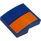 LEGO Bleu Pente 2 x 2 Incurvé avec Bleu Stripe et Orange Stripe Droite Autocollant (15068)