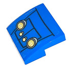 LEGO Bleu Pente 2 x 2 Incurvé avec De Affronter lights Autocollant (15068)
