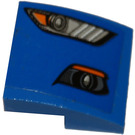 LEGO Blauw Helling 2 x 2 Gebogen met Koplamp / Fog Light (Model Rechtsaf Kant) Sticker (15068)