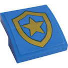 LEGO Bleu Pente 2 x 2 Incurvé avec Police Badge Autocollant (15068)