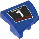 LEGO Blue Slope 2 x 2 x 0.6 Curved Angled Left with ‘bmw-m.com’, ‘1’ and ‘M HYBRID V8’ Sticker (5095)