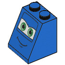 LEGO Bleu Pente 2 x 2 x 2 (65°) avec Affronter avec Green Yeux avec tube inférieur (3678 / 70159)