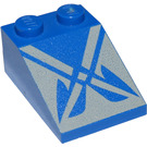 LEGO Blauw Helling 2 x 3 (25°) met Anakin Skywalker Podracer logo met ruw oppervlak (3298)