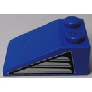 LEGO Blue Slope 2 x 3 (25°) with Black and Silver Vents (Left) Sticker with Rough Surface (3298)