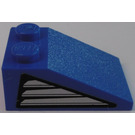 LEGO Blue Slope 2 x 3 (25°) with Black and Silver Vents (Right) Sticker with Rough Surface (3298)