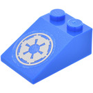 LEGO Blauw Helling 2 x 3 (25°) met Imperial logo Sticker met ruw oppervlak (3298)
