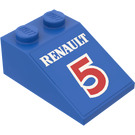 LEGO Bleu Pente 2 x 3 (25°) avec 'RENAULT' et "5" Autocollant avec surface rugueuse (3298)