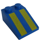 LEGO Blue Slope 2 x 3 (25°) with Yellow Stripes with Rough Surface (3298)